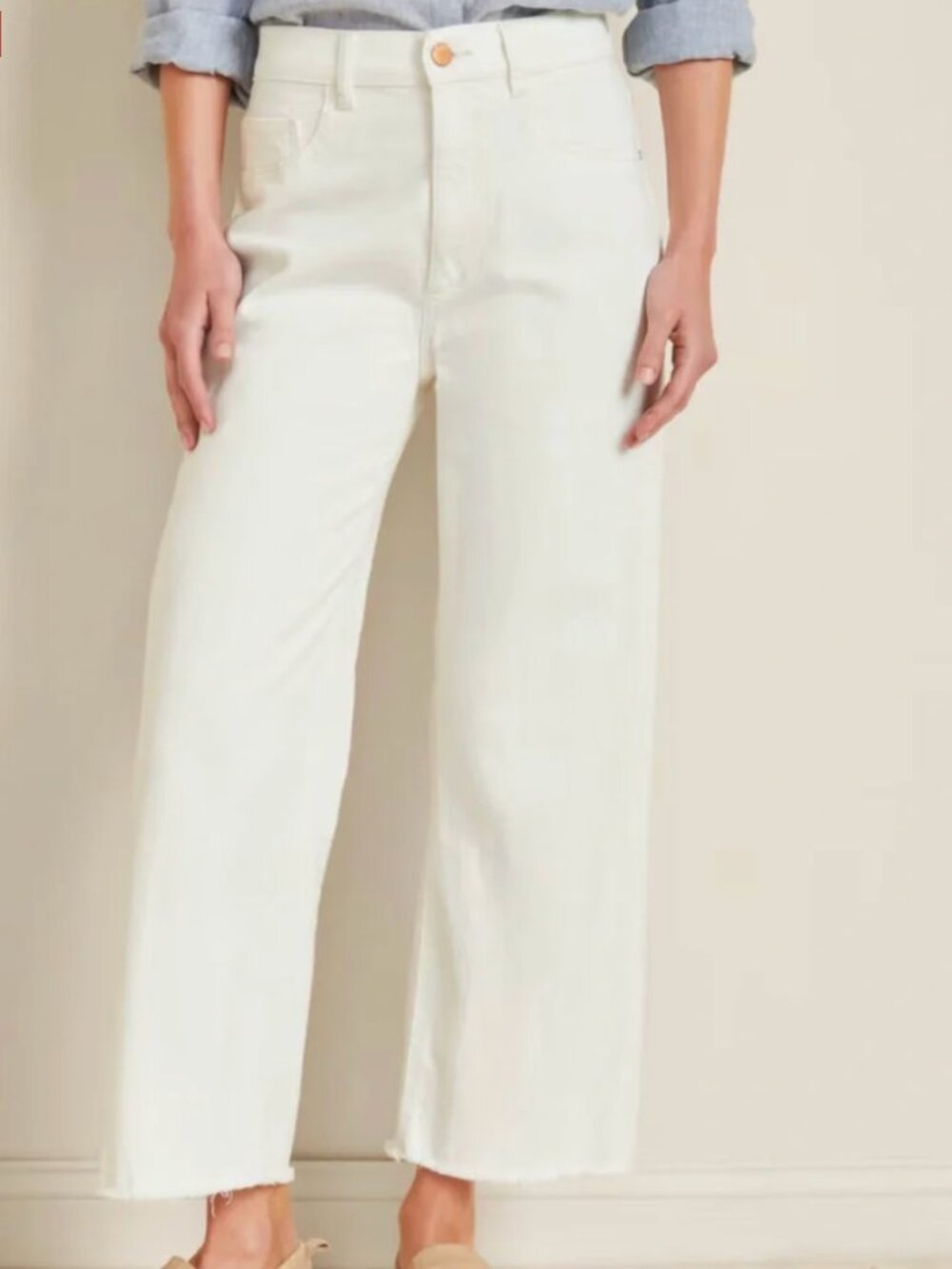 DL1961 Hepburn High Rise Wide Leg Jeans Size 26 Cream Vintage